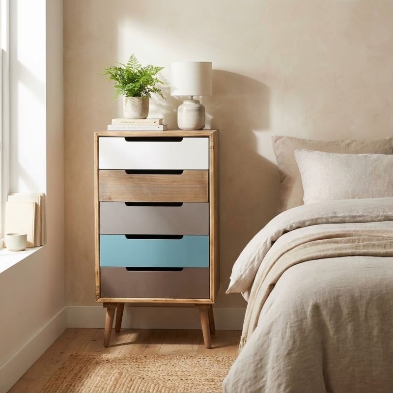 ADELINE - cassettiera cinque cassetti alta 82 cm