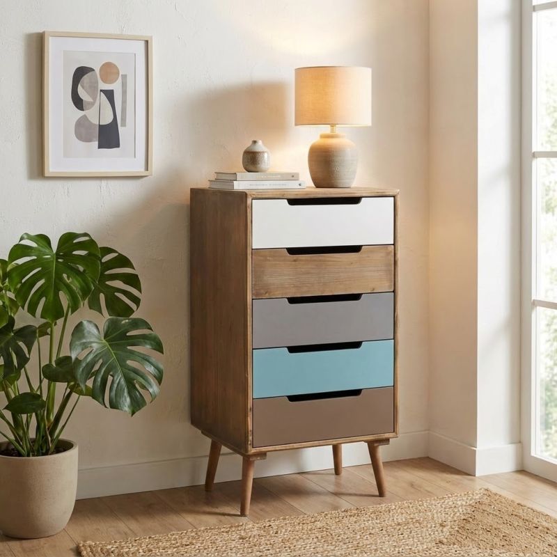 ADELINE - cassettiera cinque cassetti alta 83 cm