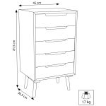 ADELINE - cassettiera cinque cassetti alta 83 cm