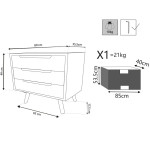 ADELINE - mobile 3 cassetti in mdf multicolor