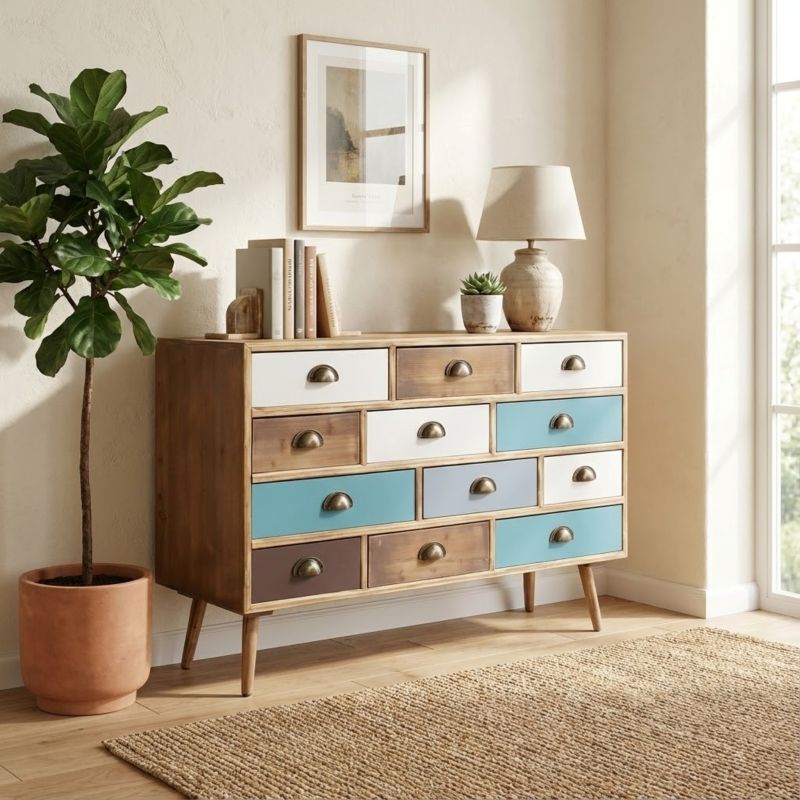 ADELINE - cassettiera 12 cassetti multicolor