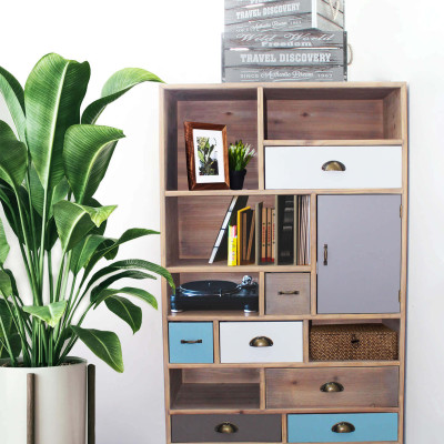ADELINE - mobiletto 6 ripiani 1 anta 7 cassetti in mdf multicolor