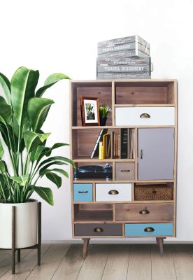 ADELINE - mobiletto 6 ripiani 1 anta 7 cassetti in mdf multicolor