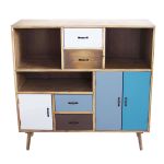 ADELINE - mobiletto 3 ripiani 3 ante 4 cassetti in mdf multicolor