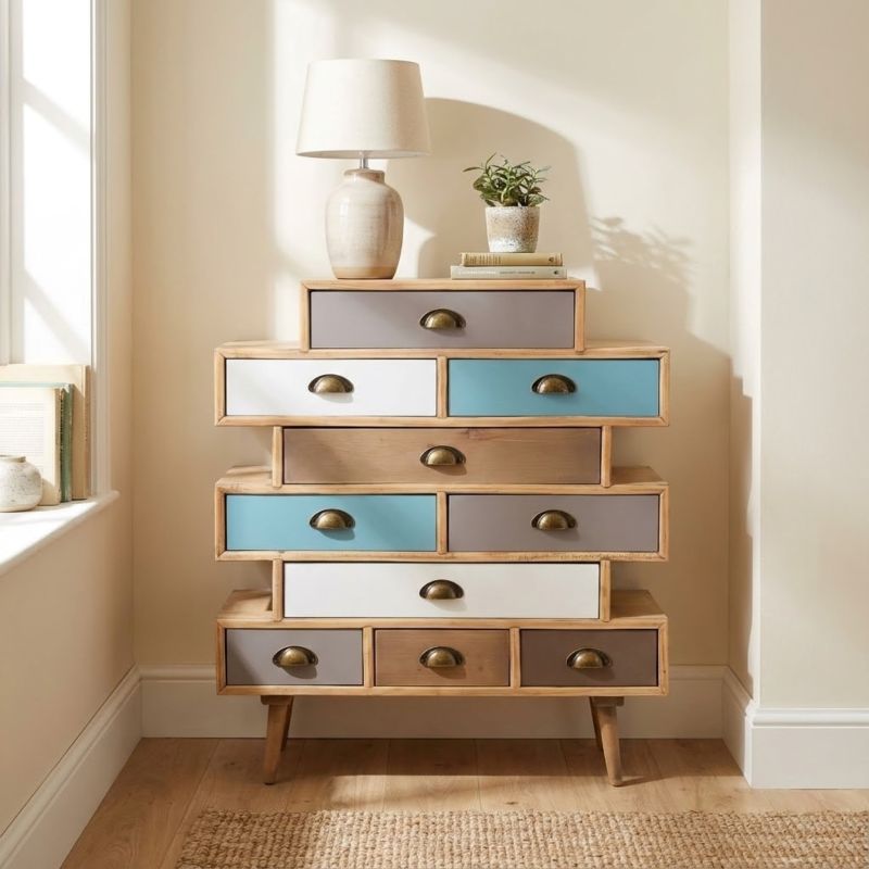 ADELINE - mobiletto 10 cassetti in mdf multicolor