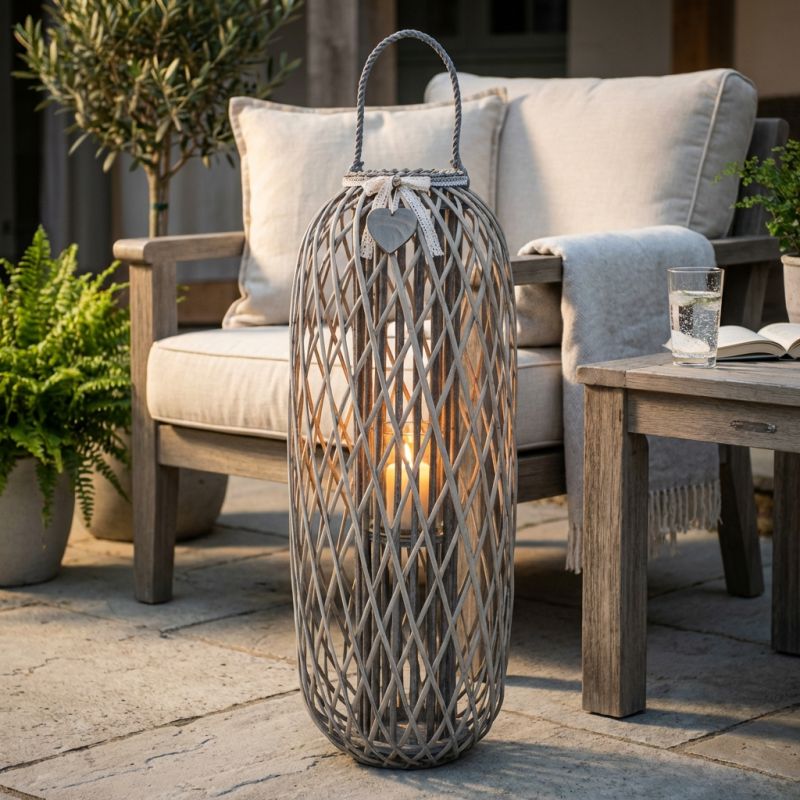 GENEVIEVE - lanterna in vimini tondo 22 x 115 cm 