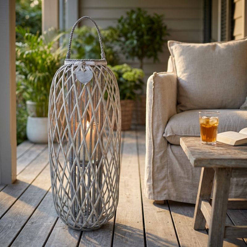 GENEVIEVE - lanterna in vimini tondo 21 x 106 cm