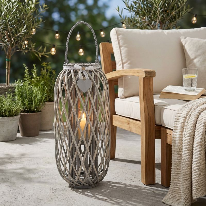 GENEVIEVE - lanterna in vimini tondo 20 x 86 cm