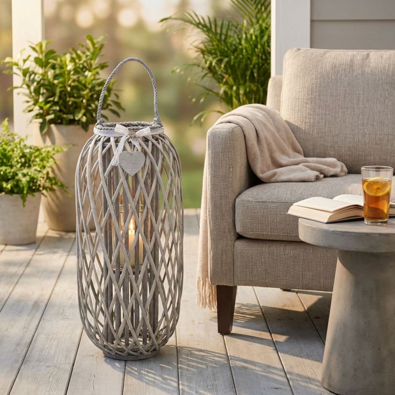 GENEVIEVE - lanterna in vimini tondo 20 x 86 cm