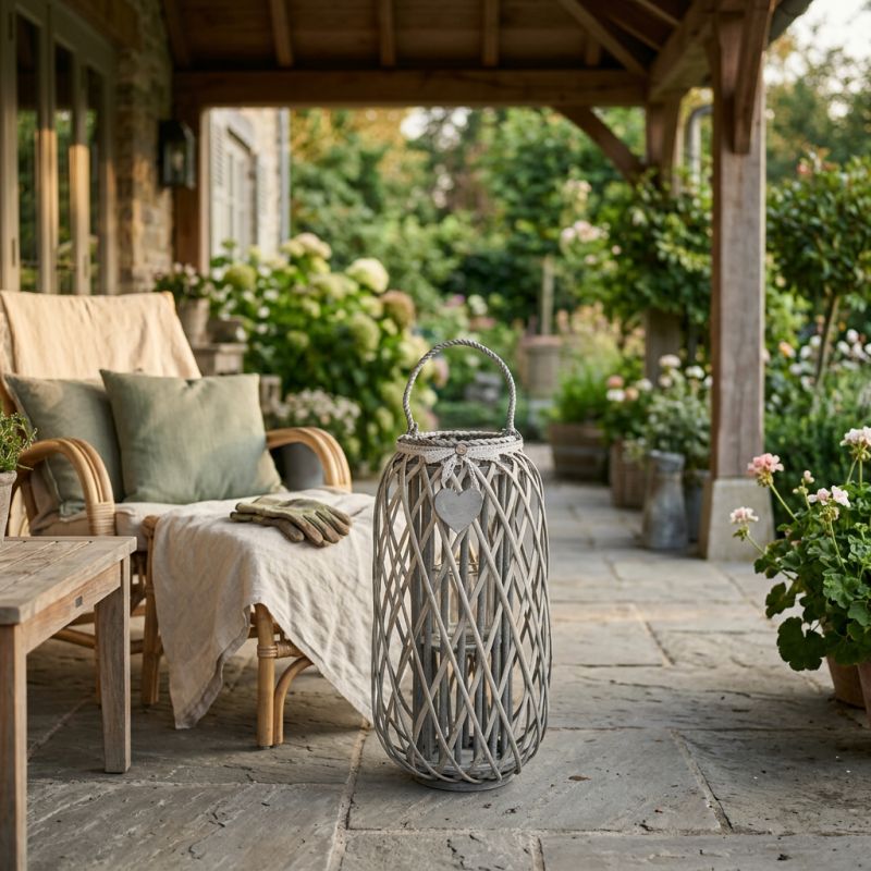 GENEVIEVE - lanterna in vimini tondo 18 x 76 cm