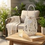 GENEVIEVE - lanterna in vimini tondo 15 x 66 cm