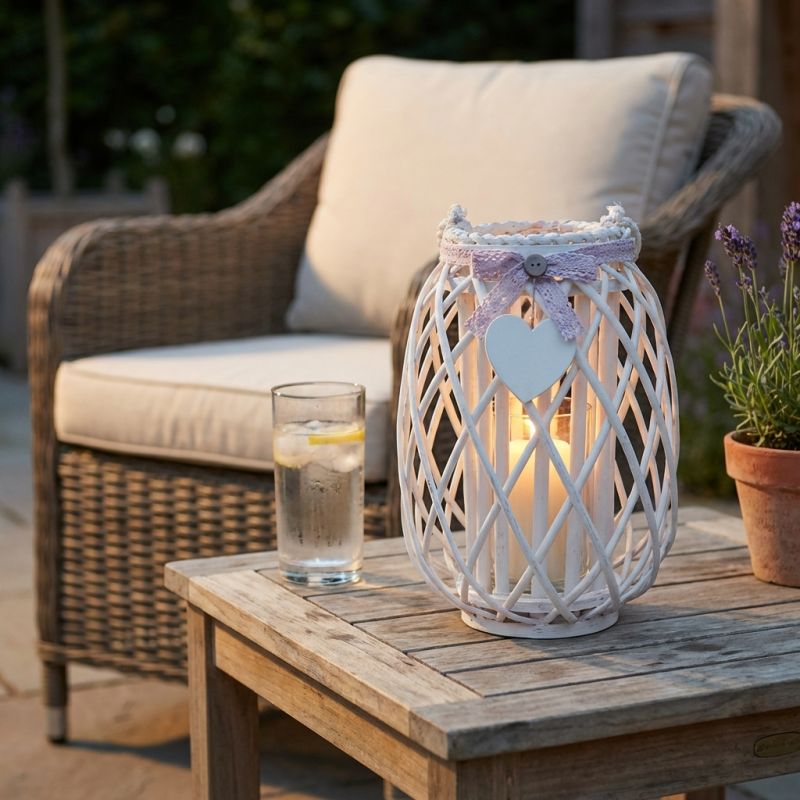 GENEVIEVE - lanterna in vimini tondo 15 x 45 cm