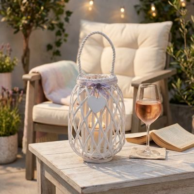 GENEVIEVE - lanterna in vimini tondo 15 x 45 cm