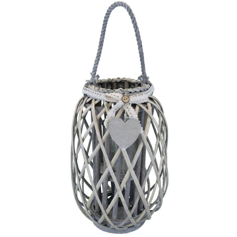 GENEVIEVE - lanterna in vimini tondo 15 x 45 cm