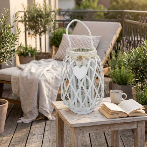 GENEVIEVE - lanterna in vimini tondo 14 x 35 cm