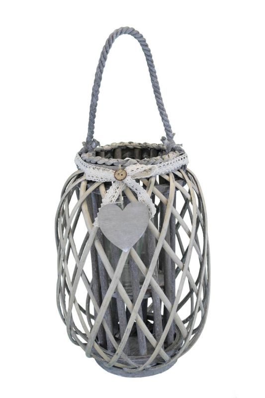 GENEVIEVE - lanterna in vimini tondo 14 x 35 cm