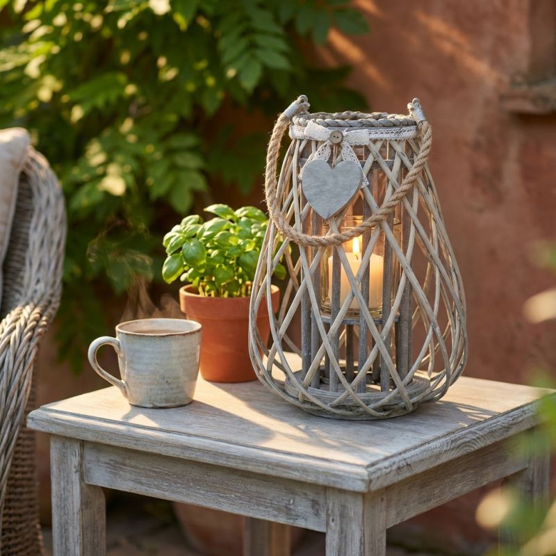 GEORGIE - lanterna in vimini tondo 18 x 53 cm