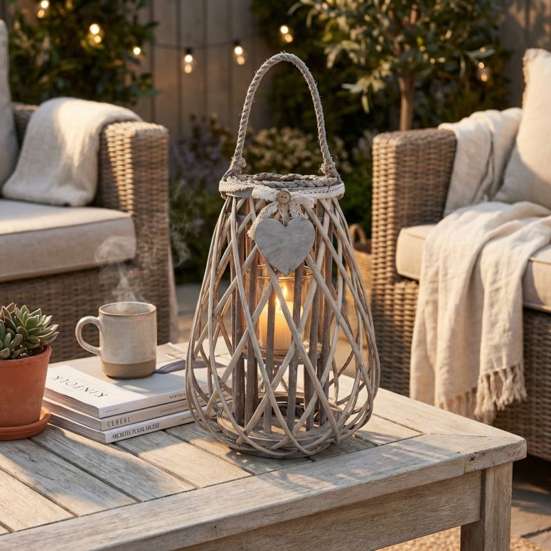 GEORGIE - lanterna in vimini tondo 18 x 53 cm