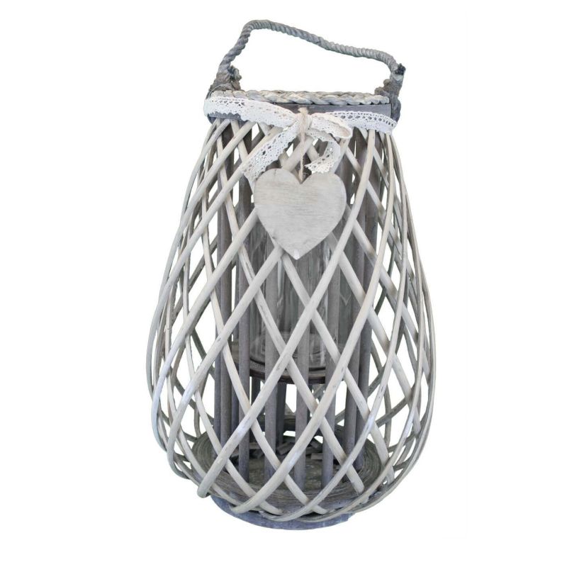 GEORGIE - lanterna in vimini tondo 15 x 36 cm