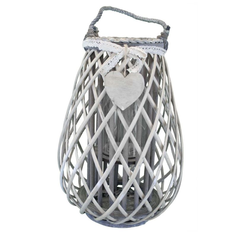 GEORGIE - lanterna in vimini tondo 15 x 30 cm