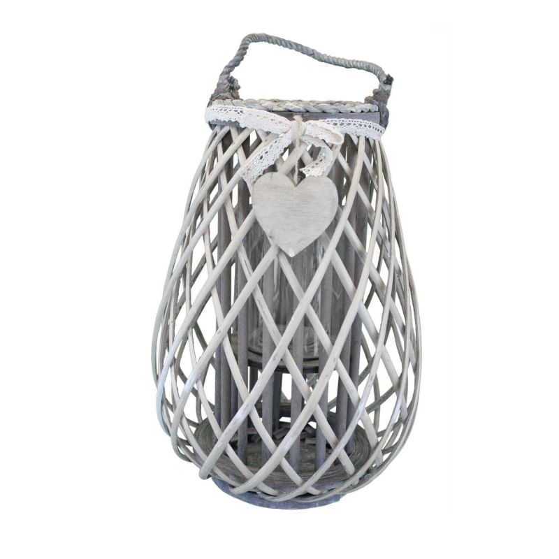 GEORGIE - lanterna in vimini tondo 15 x 25 cm