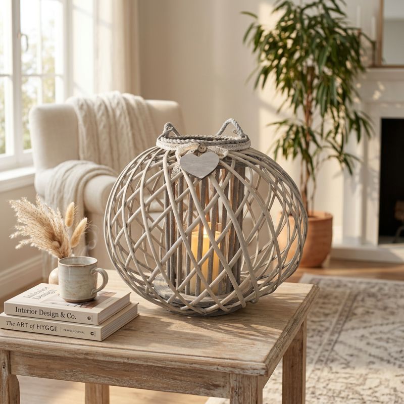 GISELE - lanterna in vimini tondo 20 x 40 cm