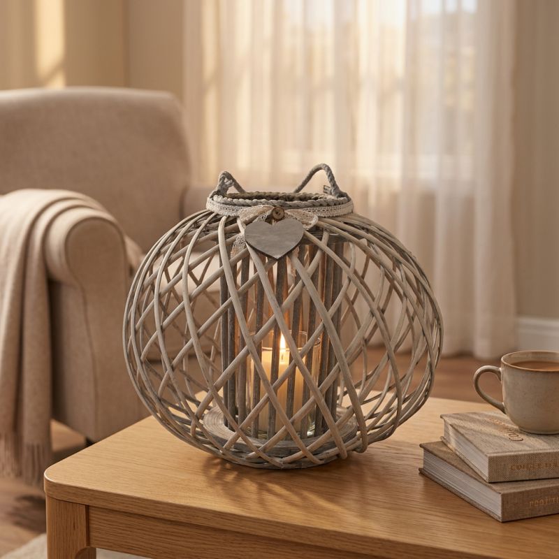 GISELE - lanterna in vimini tondo 20 x 40 cm