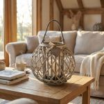 GISELE - lanterna in vimini tondo 20 x 36 cm