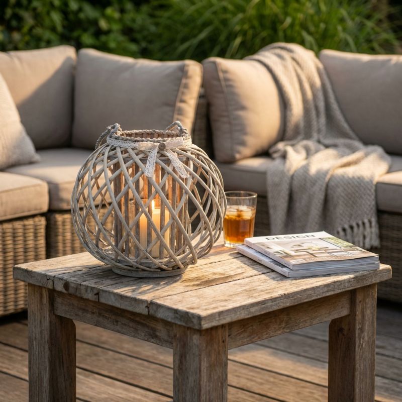 GISELE - lanterna in vimini tondo 20 x 36 cm