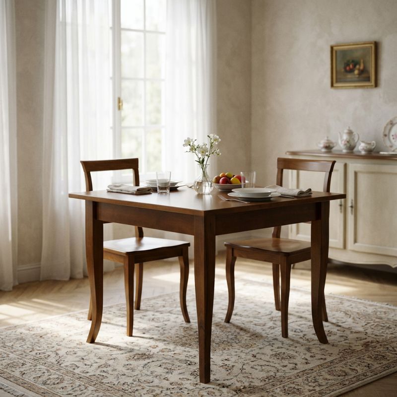 EDGAR - tavolo da pranzo in legno massello cm 90 X 90