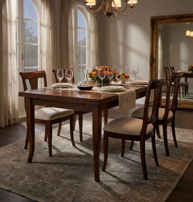 DONNY - tavolo consolle allungabile in legno massello cm 80 X 80/115/150