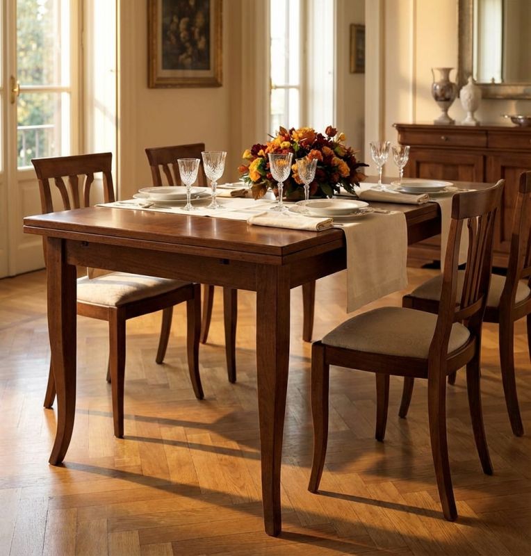 DONNY - tavolo consolle allungabile in legno massello cm 80 X 80/115/150