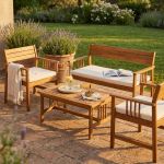 CAESAR - salotto da giardino in legno massiccio di acacia 2 posti completo di cuscini