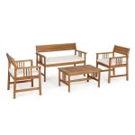 CAESAR - salotto da giardino in legno massiccio di acacia 2 posti completo di cuscini