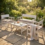 CAESAR - salotto da giardino in legno massiccio di acacia 2 posti completo di cuscini