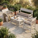 CAESAR - salotto da giardino in legno massiccio di acacia 2 posti completo di cuscini