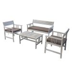 CAESAR - salotto da giardino in legno massiccio di acacia 2 posti completo di cuscini