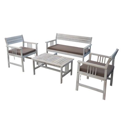 CAESAR - salotto da giardino in legno massiccio di acacia 2 posti completo di cuscini