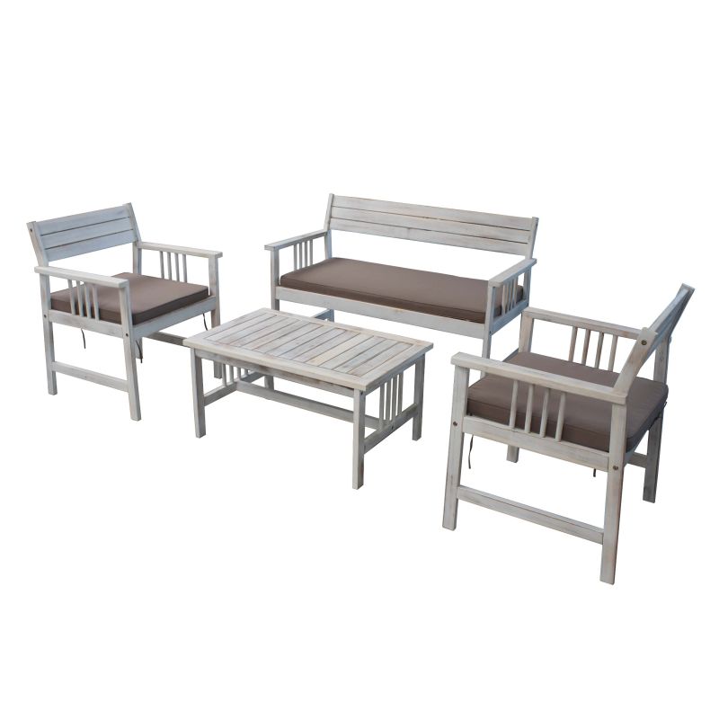 CAESAR - salotto da giardino in legno massiccio di acacia 2 posti completo di cuscini