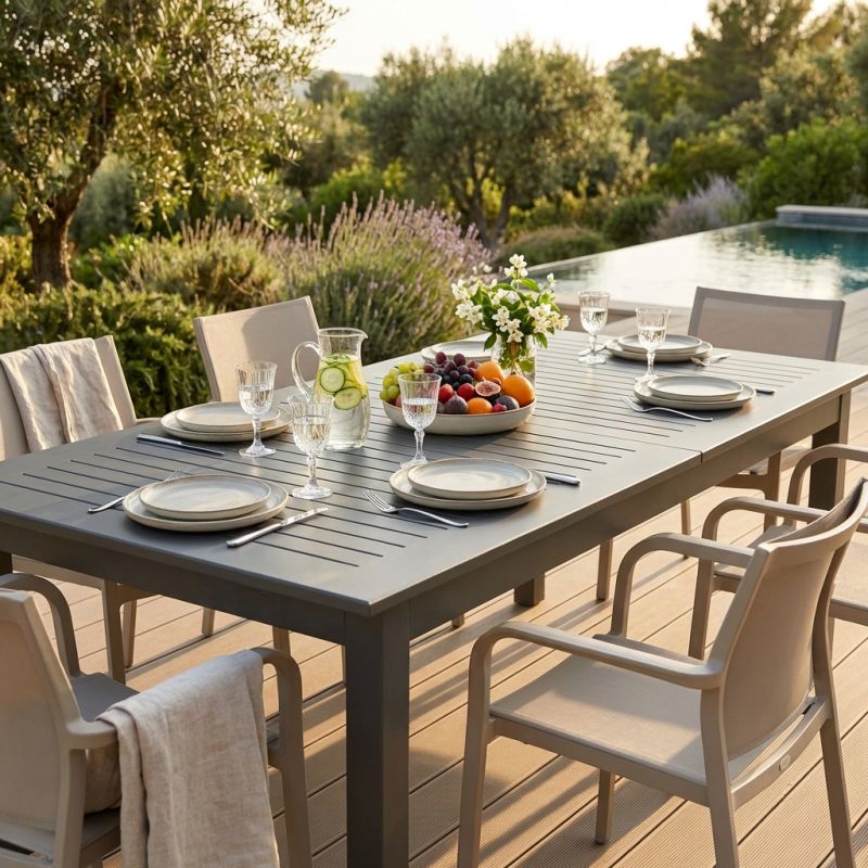 ARGENTUM - tavolo da giardino allungabile in alluminio da 220