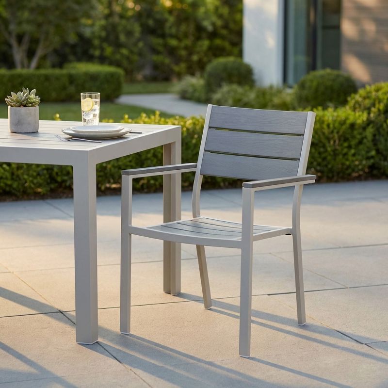 XANTHUS - poltrona da giardino in alluminio e polywood impilabile