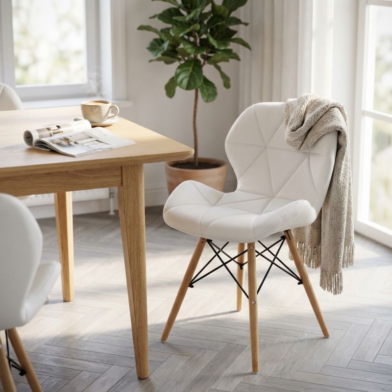 NAOMIE - sedia moderna in ecopelle e legno