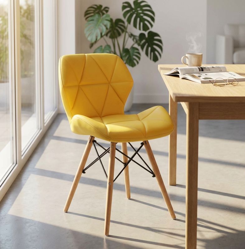 NAOMIE - sedia moderna in ecopelle e legno