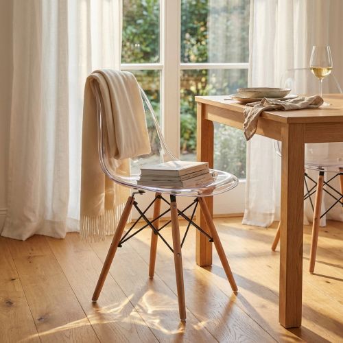 JULIETTE - sedia stile nordico trasparente con gambe in legno