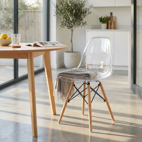 JULIETTE - sedia stile nordico trasparente con gambe in legno
