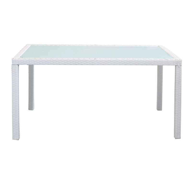 AXONA - tavolo intreccio in rattan sintetico e vetro