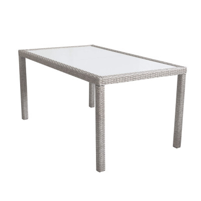AXONA - tavolo intreccio in rattan sintetico e vetro