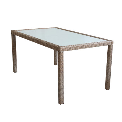 AXONA - tavolo intreccio in rattan sintetico e vetro