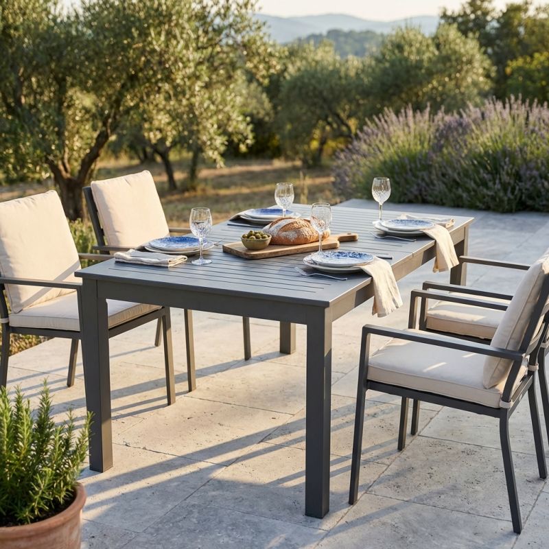 ARGENTUM - tavolo da giardino allungabile in alluminio da 150