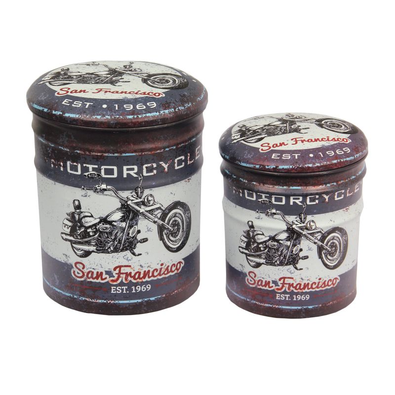 THEO - set di 2 pouf contenitore tondo poggiapiedi